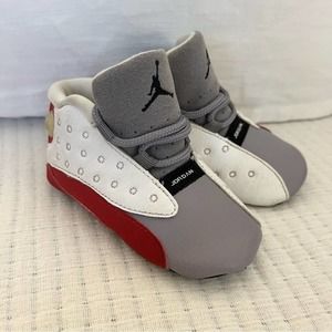 Nike Jordan Retro 13s Baby Crib Shoes Red White SZ 4 Infant walker Soft bottoms